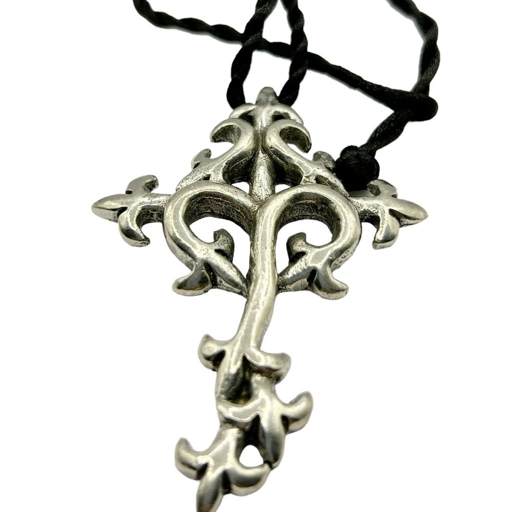 Large Petwer Thorned Cross Necklace